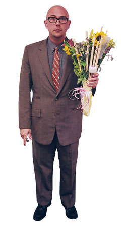 Mike Levesque with a drum stick bouquet.